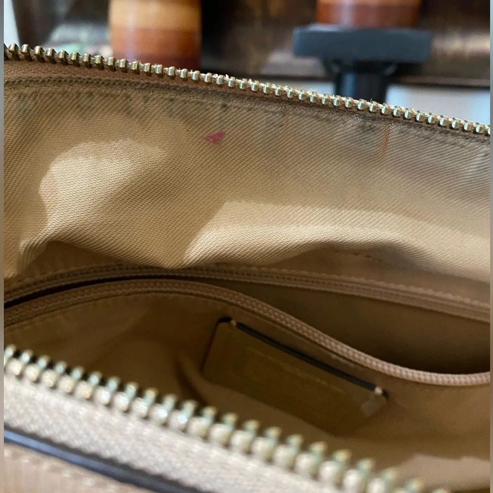 Coach Tan Natural Calf Leather Dufflette Crossbody bag,Nickel Tone Hardware,LRG
